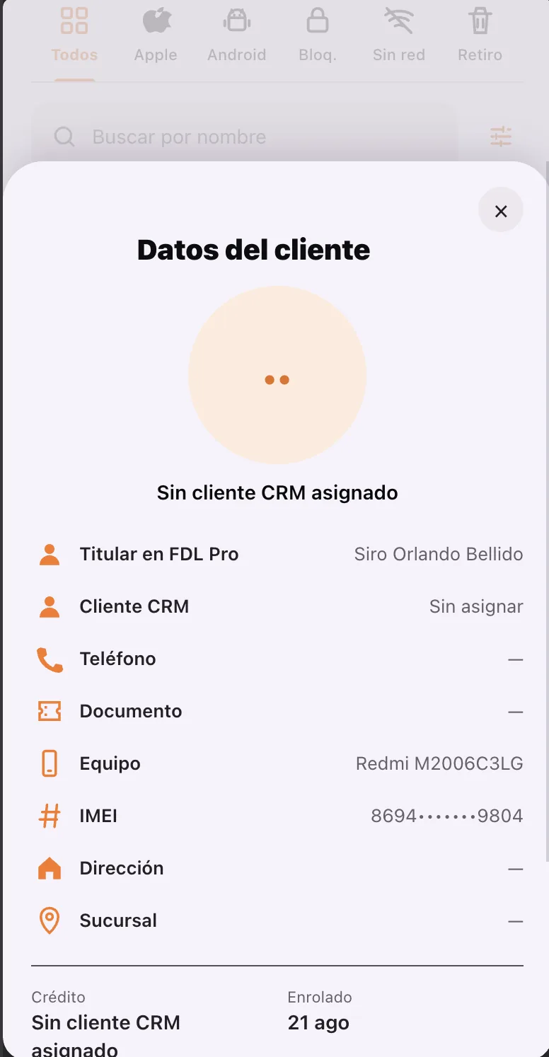 Ficha de dispositivo administrado