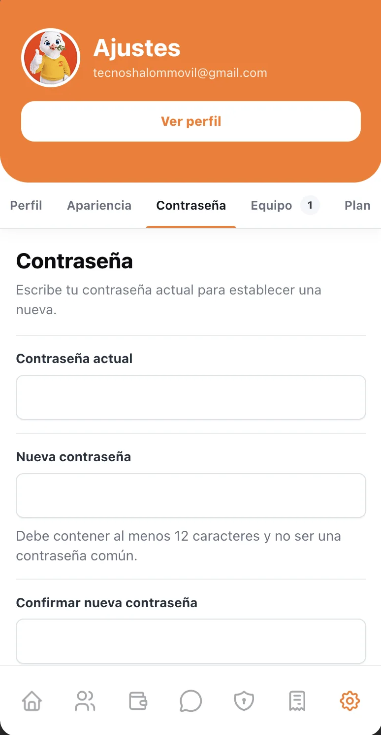 Ajustes de la cuenta