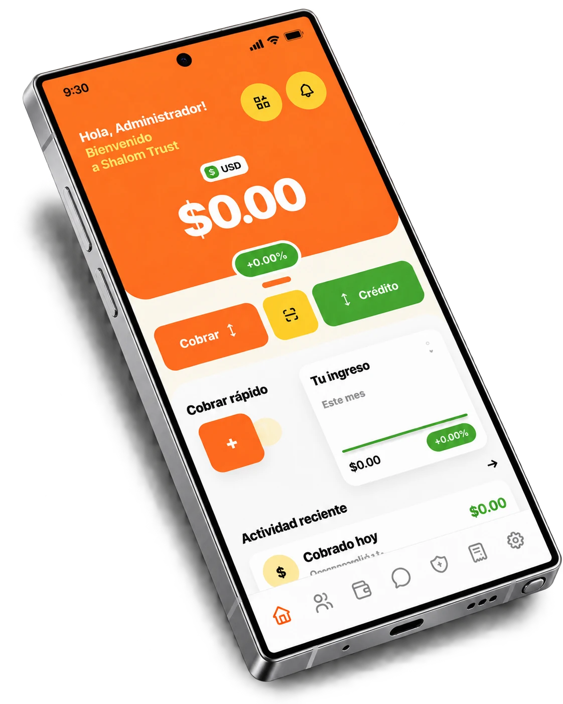 Vista de Shalom Trust en un dispositivo Android